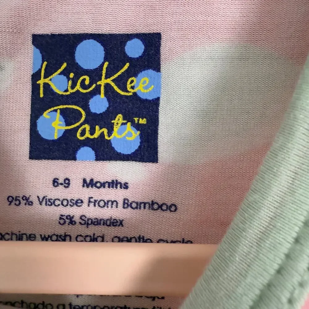 KicKee‎ Pants Baby Girls 6-9 Months Pink Turtle Footie Pajamas Bamboo Blend